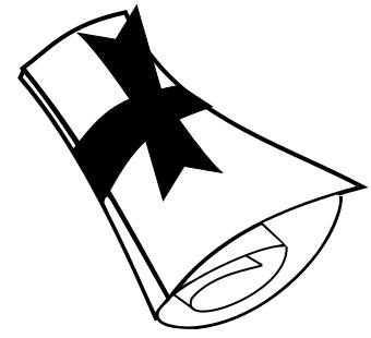 Vector graphics of university degree diploma with a black ribbon