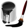 Black bucket and brush vector graphics