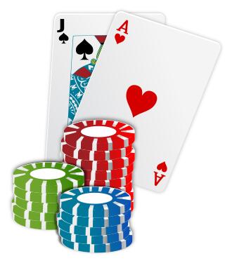 Vector illustration of casino chips poker cards