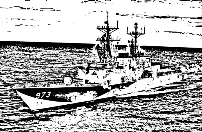 Military ship vector drawing