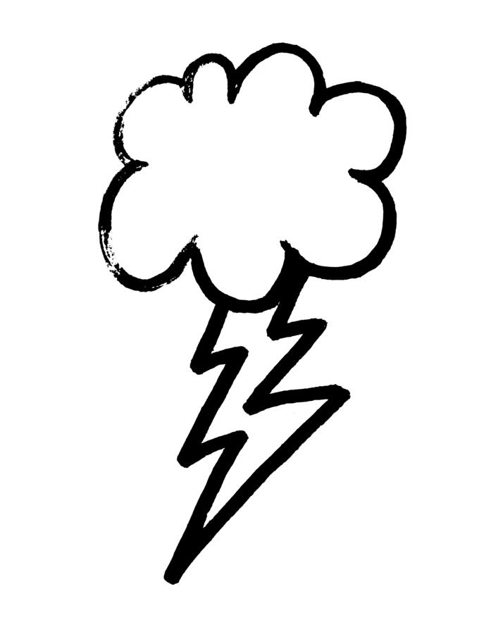 Vector graphics of small cloud with thunder weather icon