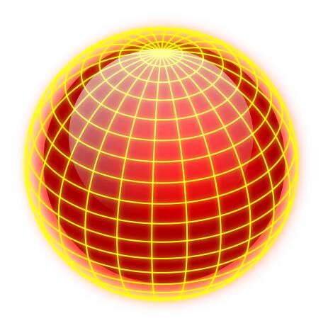 Vector drawing of orange and yellow wired globe