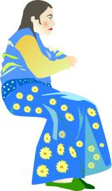 Woman in a blue dress vector illustration