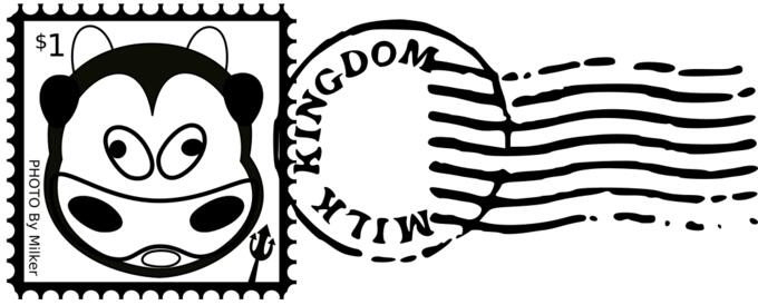 Vector clip art of cow mail stamp