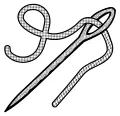 Needle and thread line art vector illustration