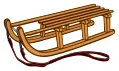Wooden sled line art vector drawing