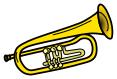 Yellow trumpet line art vector illustration