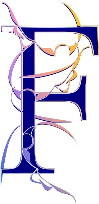 Vector illustration of decorated letter F