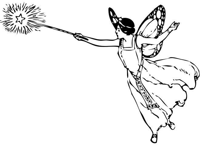Vector grahics of winged fairy with a wand