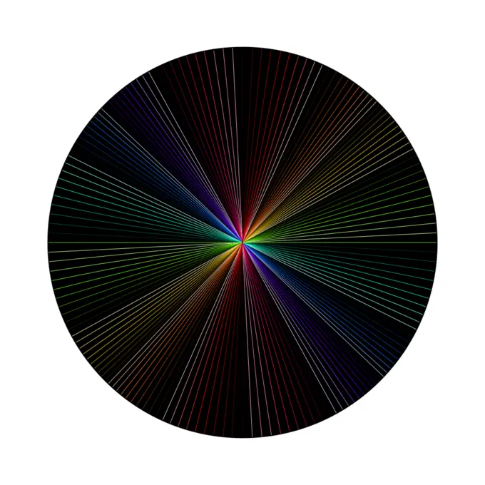 Vector image of rainbow light in dark line art