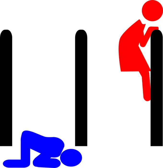 Vector image of bathroom sign for men's and ladies toilets