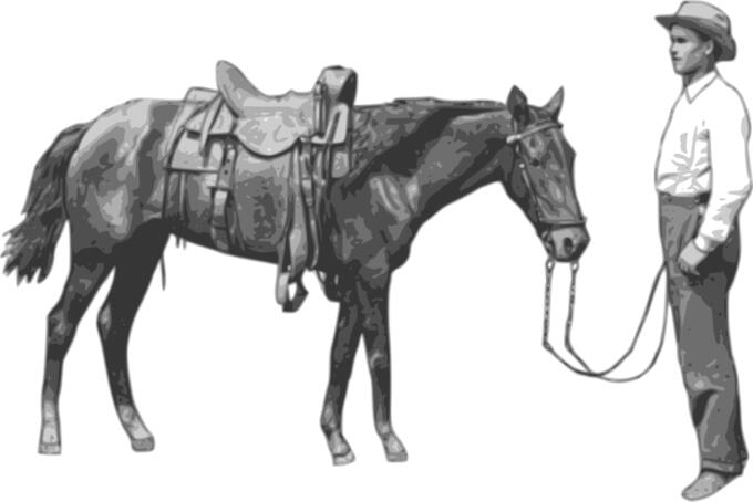 Man and his horse vector graphics