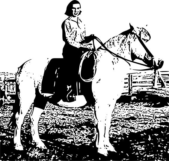 Vector illustration of cowgirl riding