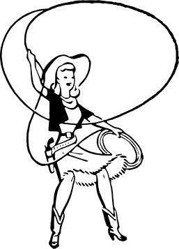 Vector drawing of cowgirl dancing
