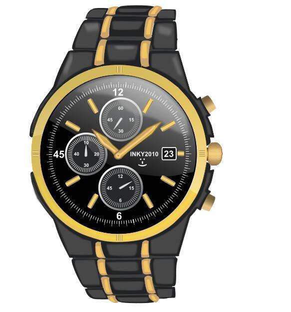 Vector illustration of arm watch with chronograph