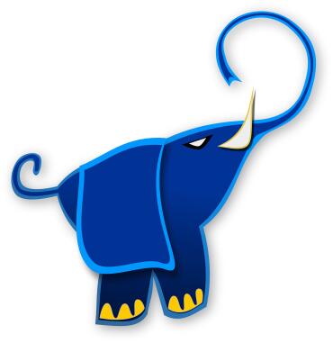 Blue abstract elephant vector drawing