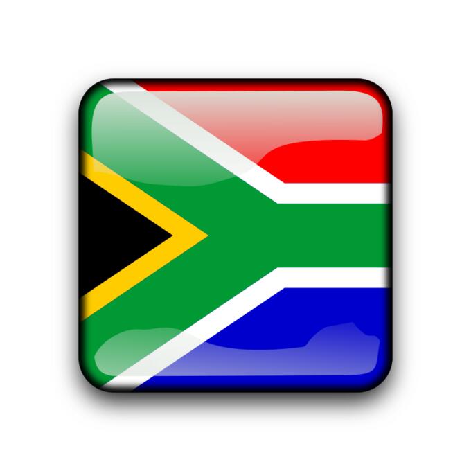 Vector image of square shiny South African flag