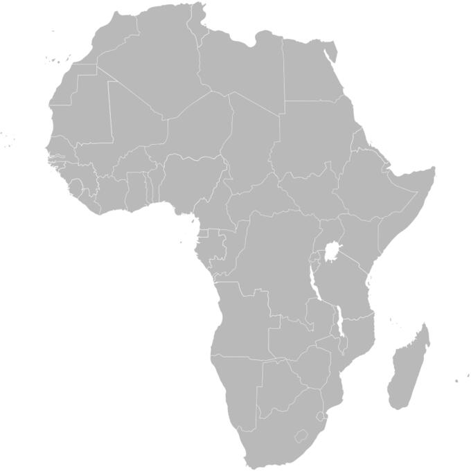 Map of Africa showing Ethiopia vector graphics