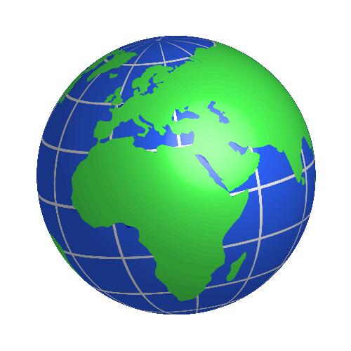 Globe facing Europe, Africa, and Middle East vector drawing