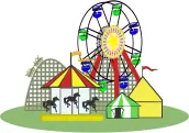 Vector graphics of circus with facilities for children