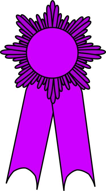 Vector graphics of gold medal with a purple ribbon