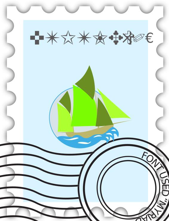 Vector illustration of stamped postage stamp,