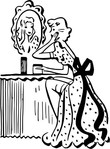 Vector image of beautiful lady at make-up table