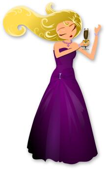 Vector drawing of blonde lady combing her hair