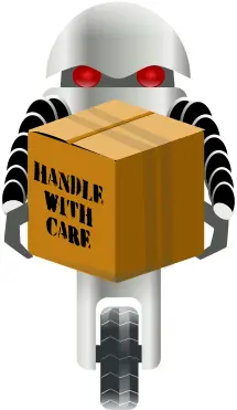 Robot carrying fragile parcel vector illustration