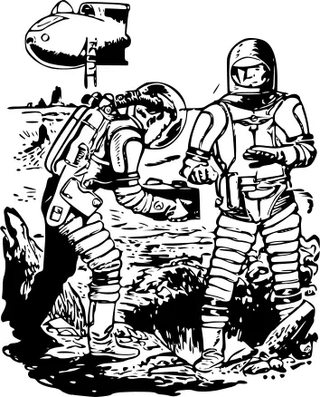 Two astronauts from Danger n Deep Space vector illustration