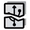 Vector graphics of grayscale broken USB plug connector label