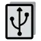 Vector clip art of grayscale USB plug connector label