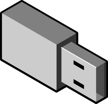 Vector illustration of grayscale small USB memory stick