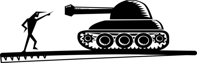 Man against tank vector graphics