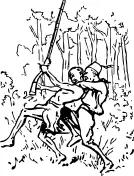 Vector illustration of soldier attack in ambush