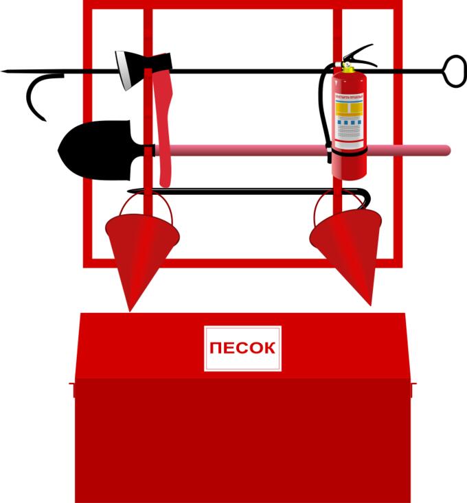 Fire-fighting equipment stand vector drawing