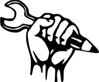 Vector clip art of worker holding pencil