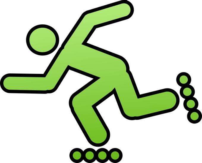 Vector clip art of pictogram for man rollerblading