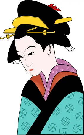 Japanese woman in blue kimono vector image