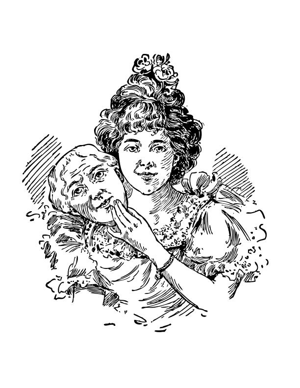 Vector image of two-faced woman