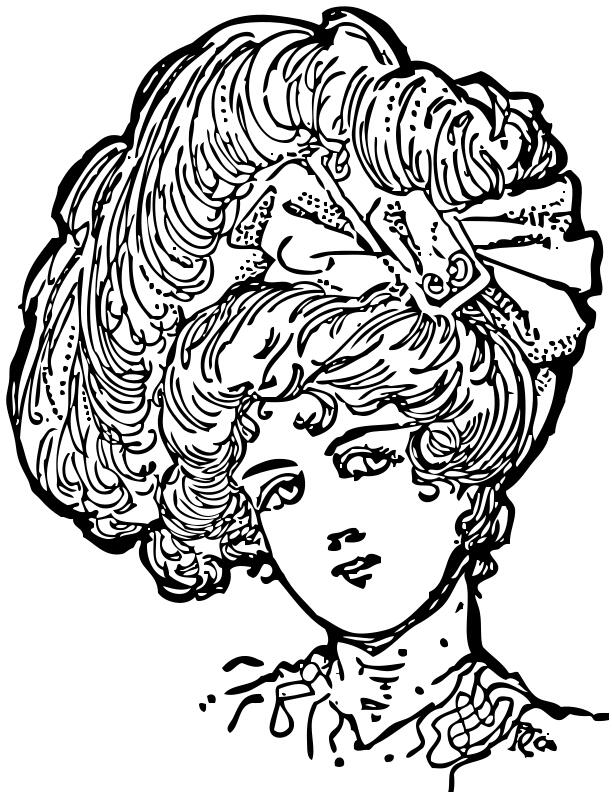 Vector clip art of enormous hair lady