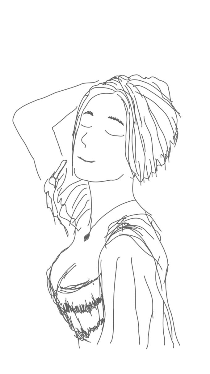 Vector drawing of woman showing off her shoulder