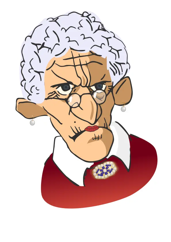 Vector illustration of grumpy old woman