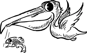 Pelican with fish vector clip art