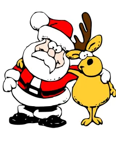 Vector illustration of Santa and raindeer on white background