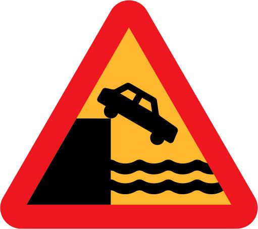 Don't drive over a cliff warning traffic sign vector image