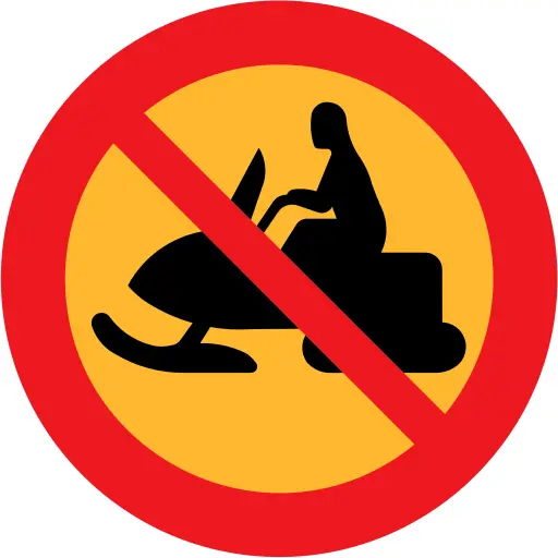 No snowmobiles traffic sign vector drawing