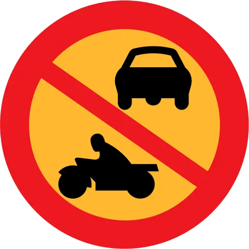 No motorbikes or cars traffic sign vector graphics