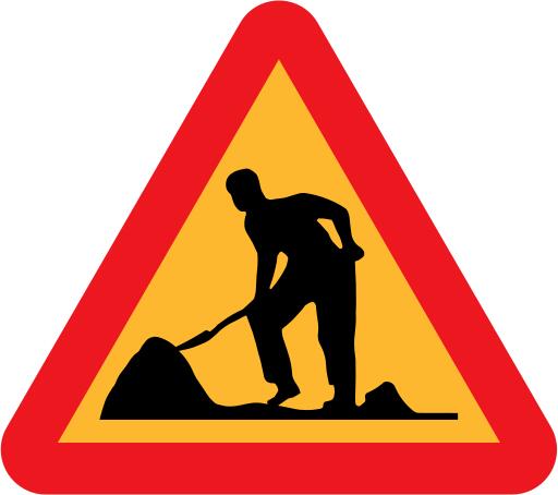 Workmen ahead road traffic sign vector clip art