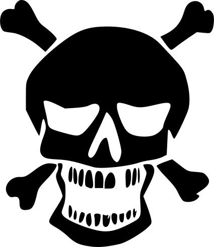 Vector image of black broken skull